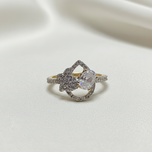 Central Oval-Cut Diamond Ring