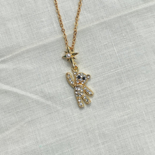 Crystal Teddy Bear Pendant Necklace