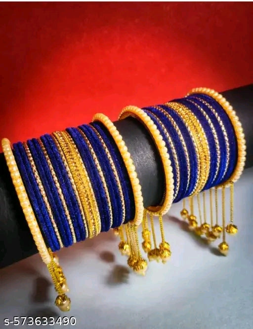 Premium Velvet Bangles Set for Women 💙 | Bridal & Festive Wear